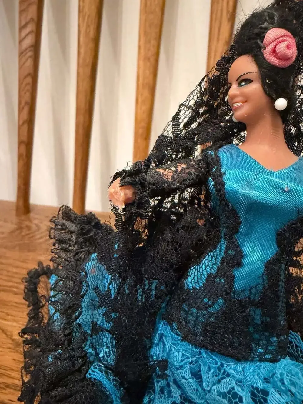 Vintage Marín Chiclana Spanish Flamenco Dancer Doll in Blue Dress